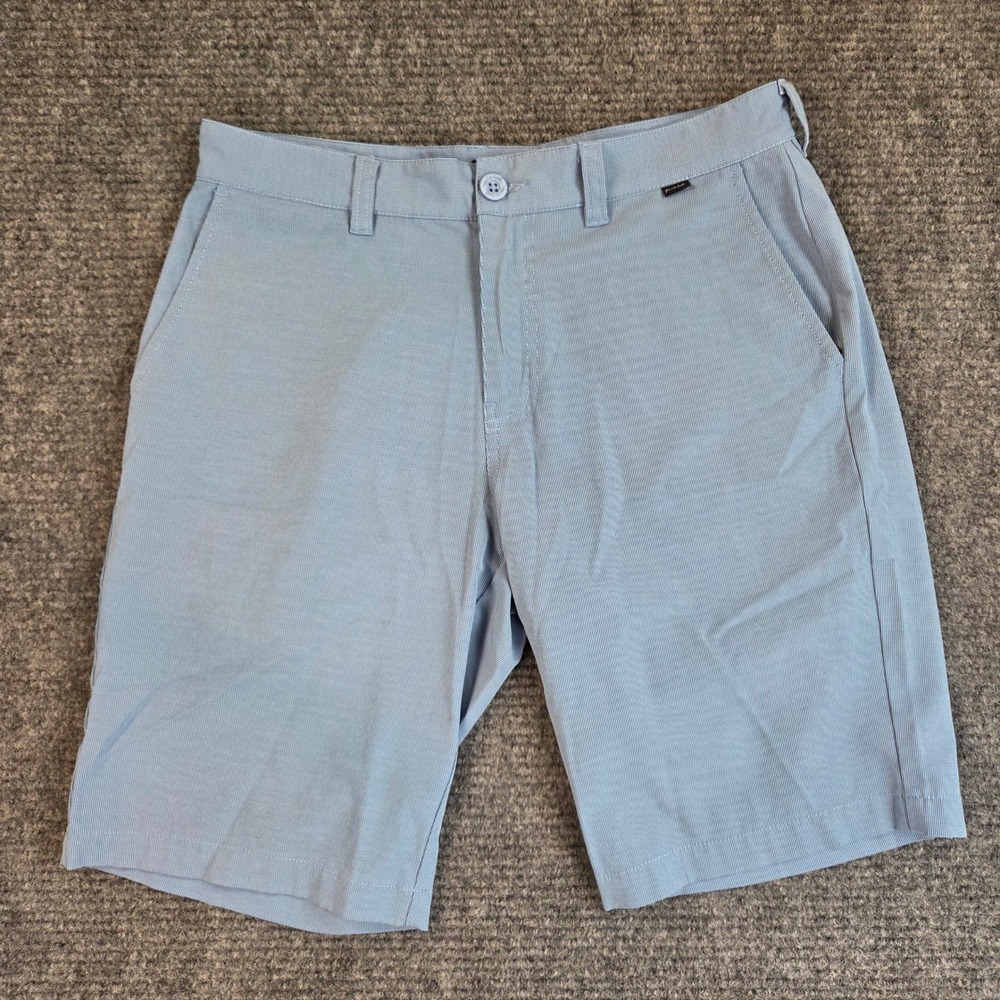TravisMathew Mens Golf Shorts Light Blue Micro Check Size 32 Performance Stretch